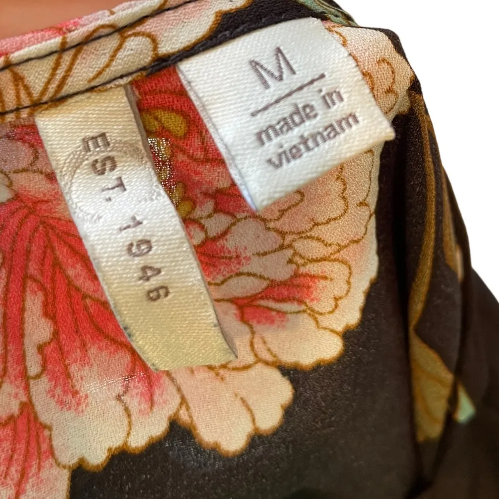 Est 1946 Boho Whimsygoth Hippie Romantic Floral Bell Sleeve Strappy Blouse - Image 5