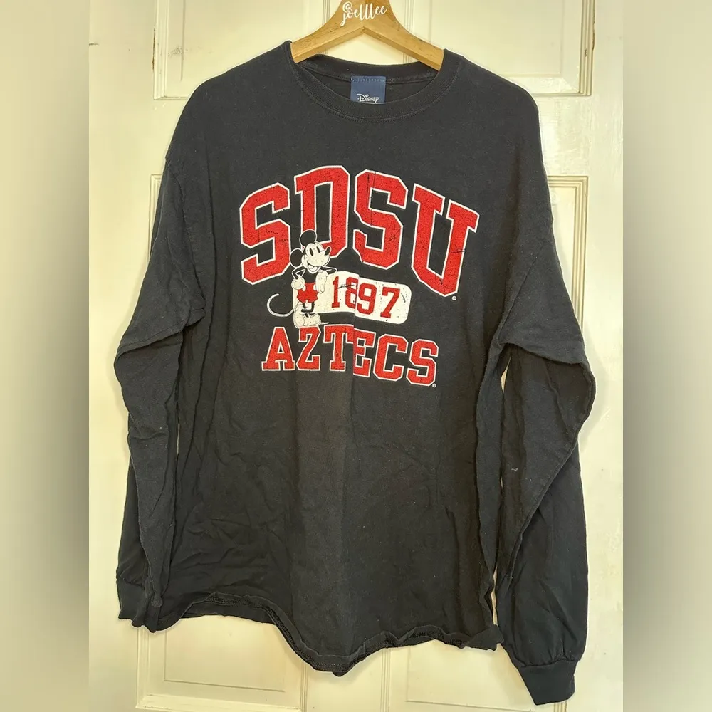 SDSU Aztecs Black Long Sleeve Shirt Mickey Mouse Disney SDSU Jersey Shirt XL - Image 2