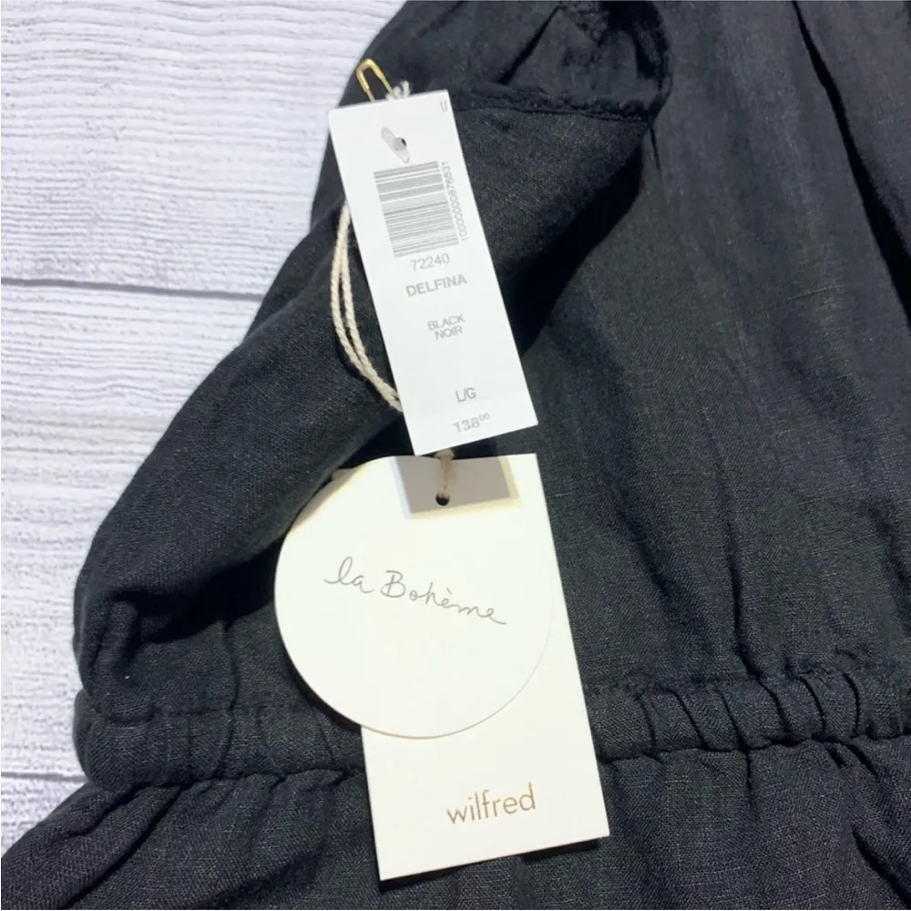 Aritzia Wilfred Delfina Black Linen Romper - Image 5