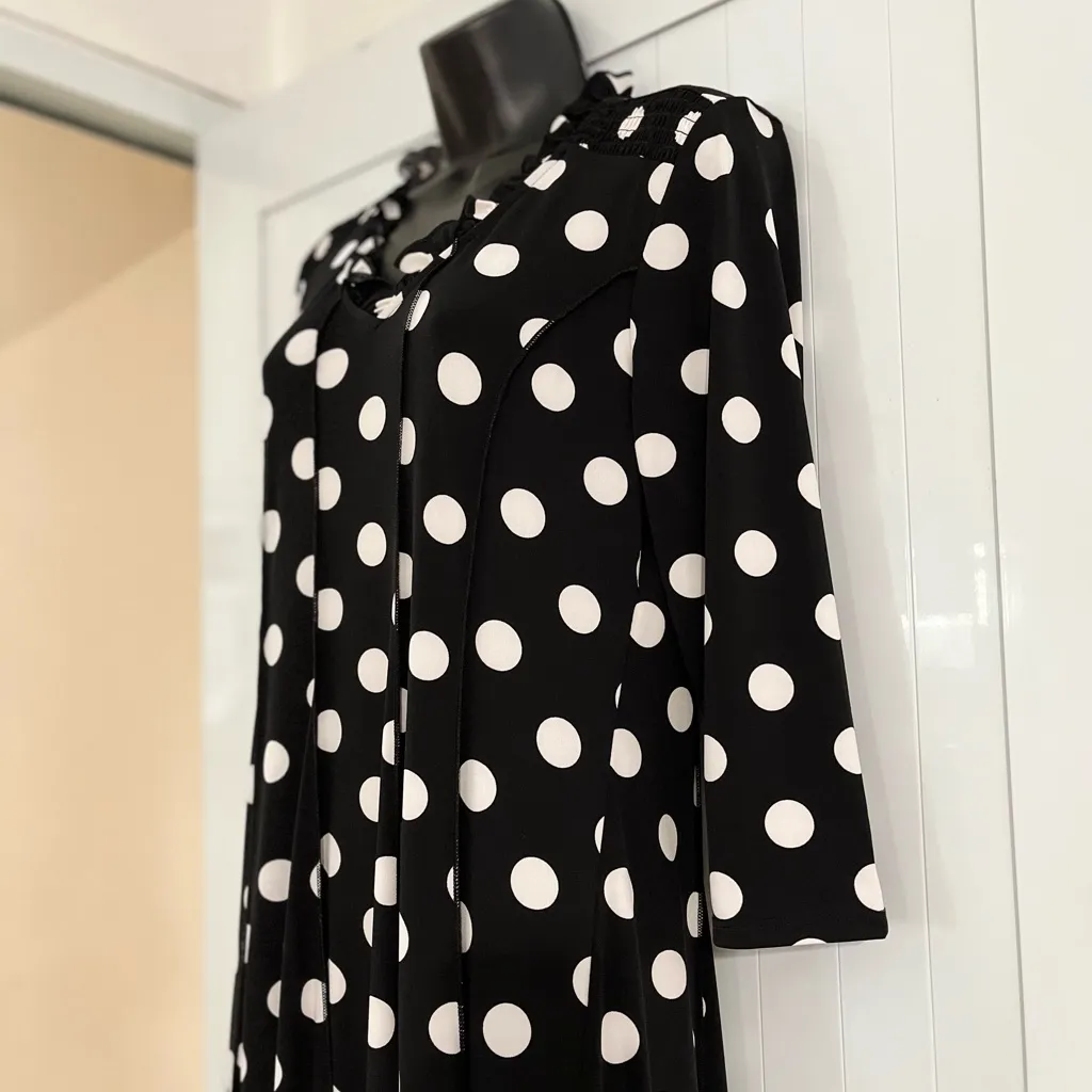 Cato Polka Dots Black And White Midi Dress - Image 6
