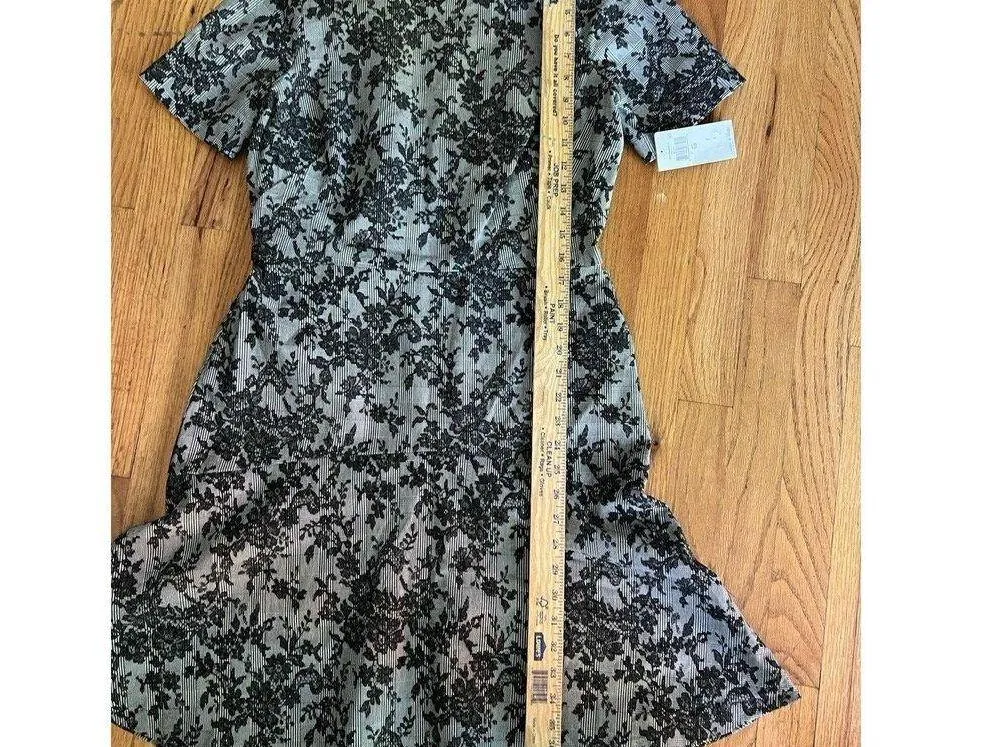 $180 Ralph Lauren Women's Black Pembrook Floral Knit Baba A-Line Day Dress Sz 10 - Image 12