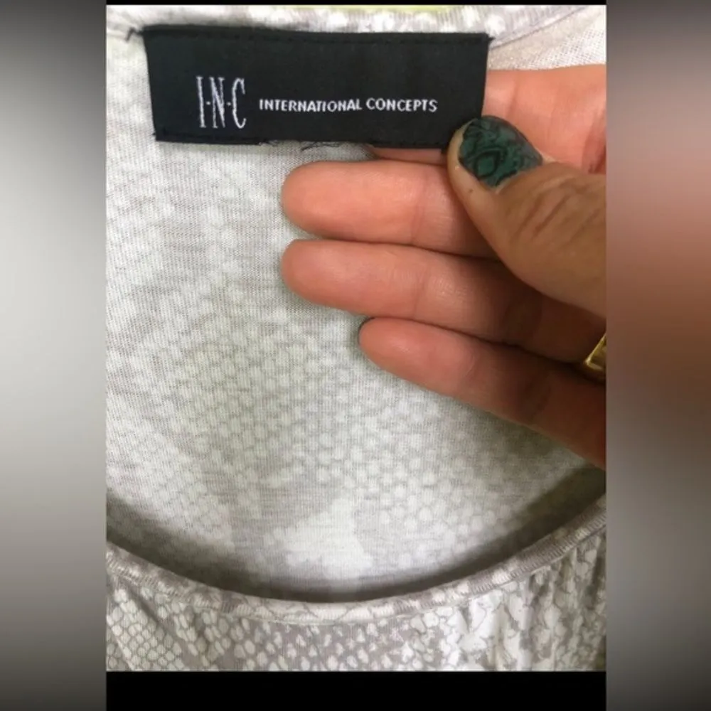 INC International Concepts Gray Snake Print Tank Top Embellished Straps M Size M - Image 6