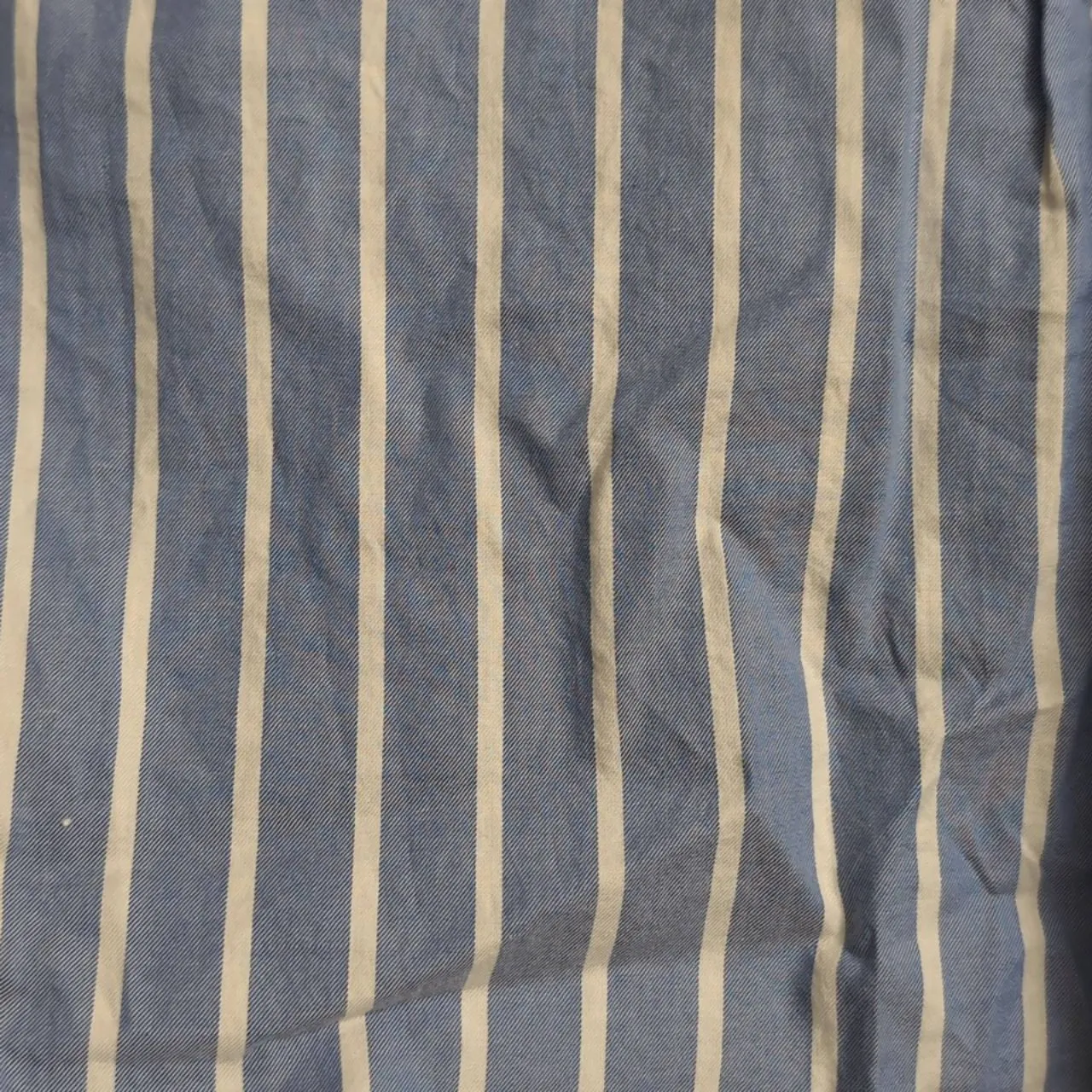 NWT EVERLANE Blue White Striped Collared Long Sleeve Cropped Button Shirt XS - Image 2