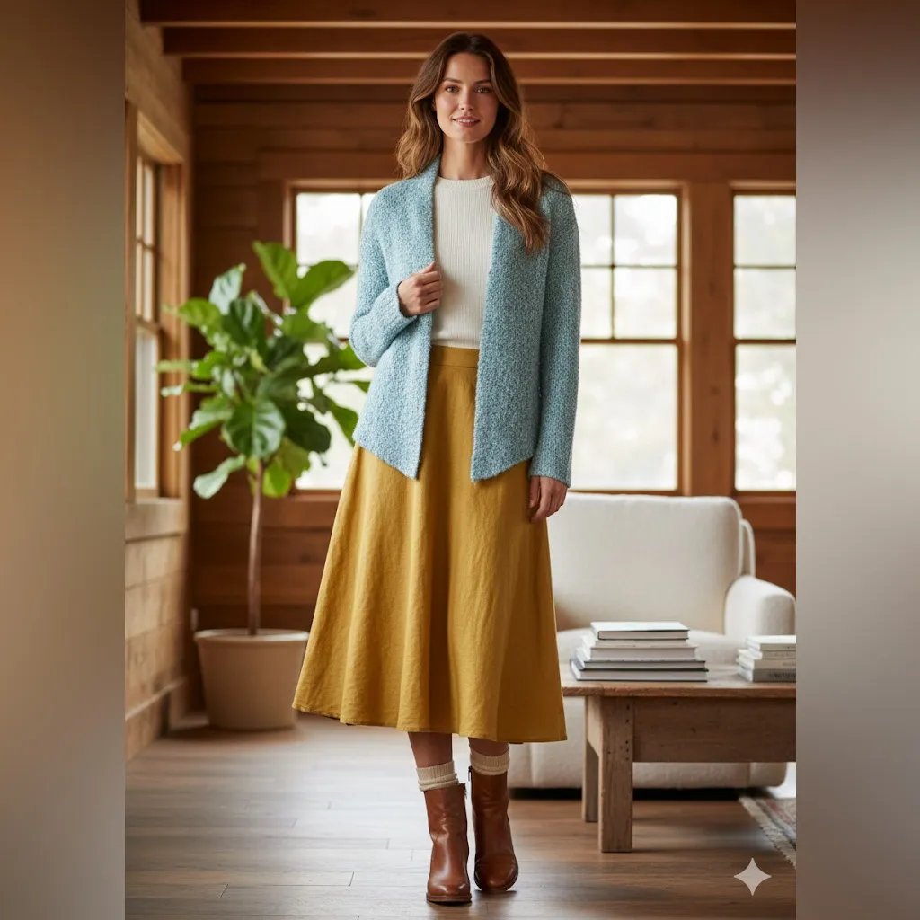 Cozy Aqua Marl Open-Front Cardigan Sweater Textured Knit Shrug Boho cottagecore - Image 4