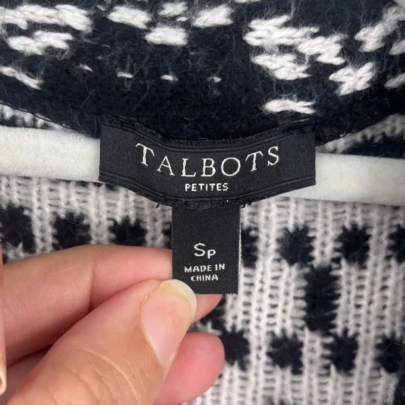 Talbots Fair Isle Cardigan Womens Sweater Sz SP Open Nordic Ski Preppy Holiday - Image 8