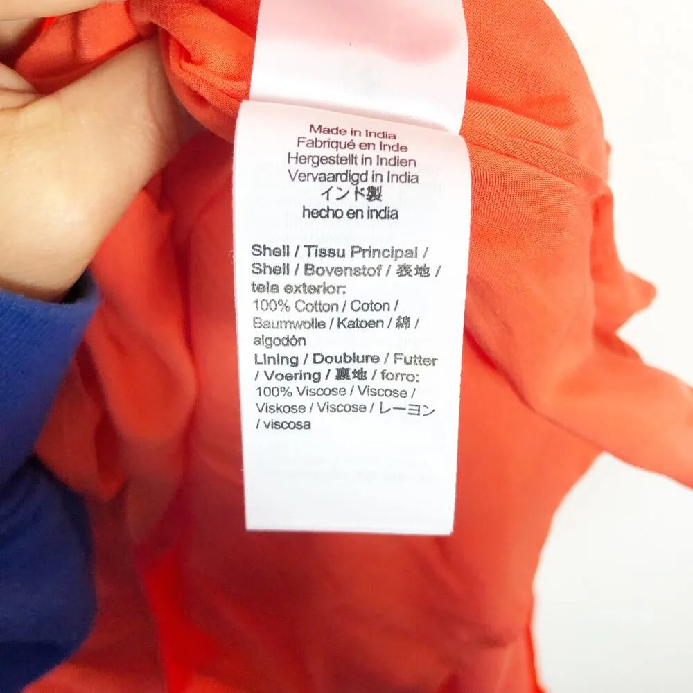 NWT J. CREW Orange Cotton Poplin V Neck Smocked Waist Midi Dress Size XS Boho - Image 6