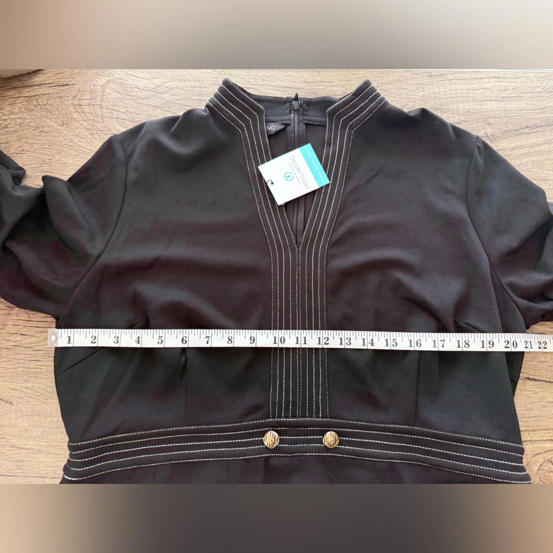 Ming Wang black Pleated Knee-Length Dress size large NWT - Image 5