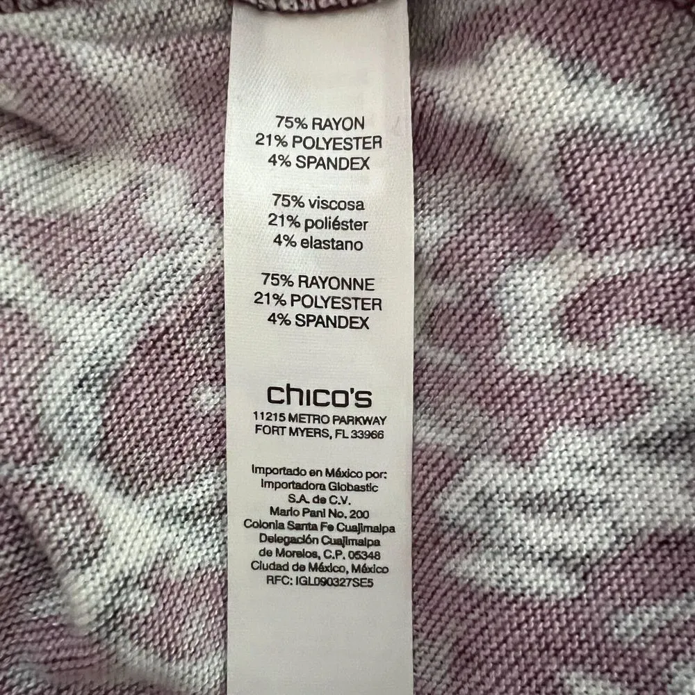 Chicos Sweater Womens Medium Tunic Burgundy Paisley Fold Over Neck Tunic Zenergy - Image 8