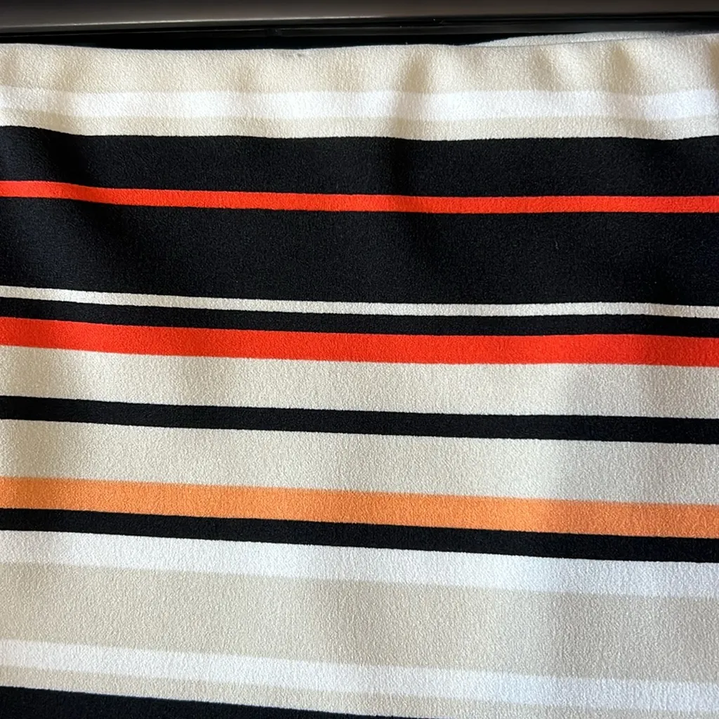 NINE WEST Cream Brown Rust Striped Pull On Stretch Waist Skirt Size 6 - Image 3