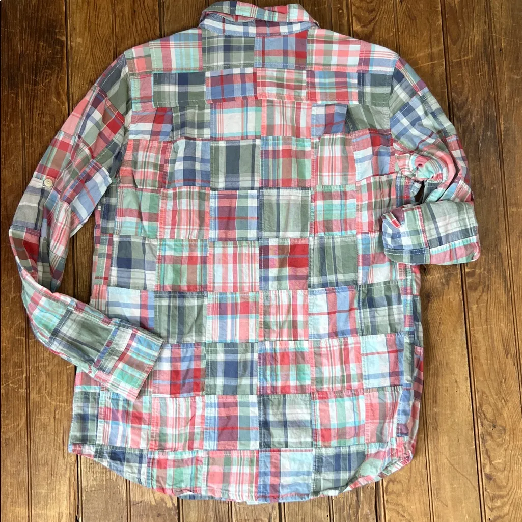 L..L. Bean women’s Madras Plaid long sleeve Shirt Red - Image 7