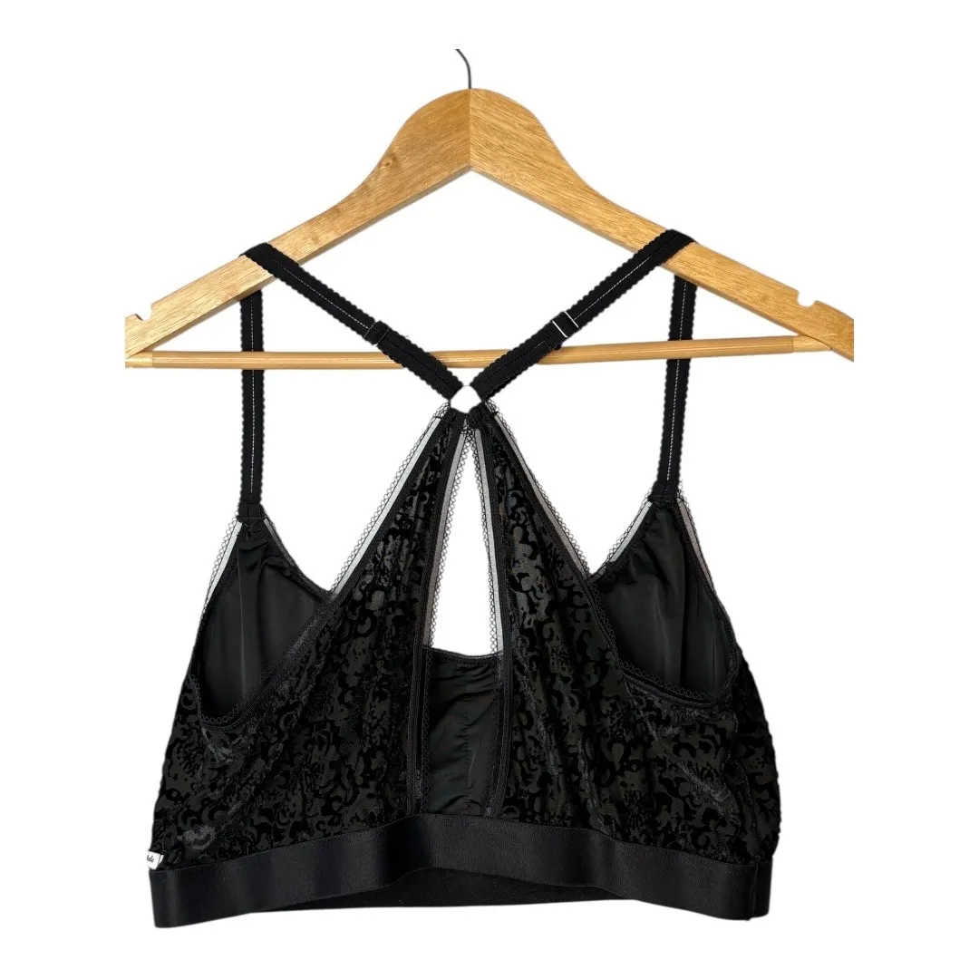 Aeropostale Black Floral Velvet Lace Trim Bralette Racerback‎ Sexy Size 1X - Image 5