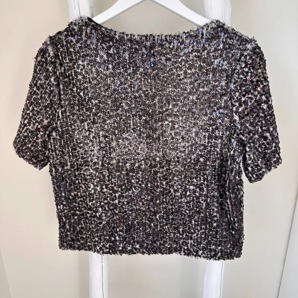 Faux Fur Sequin Shell Top SZ L - Image 4
