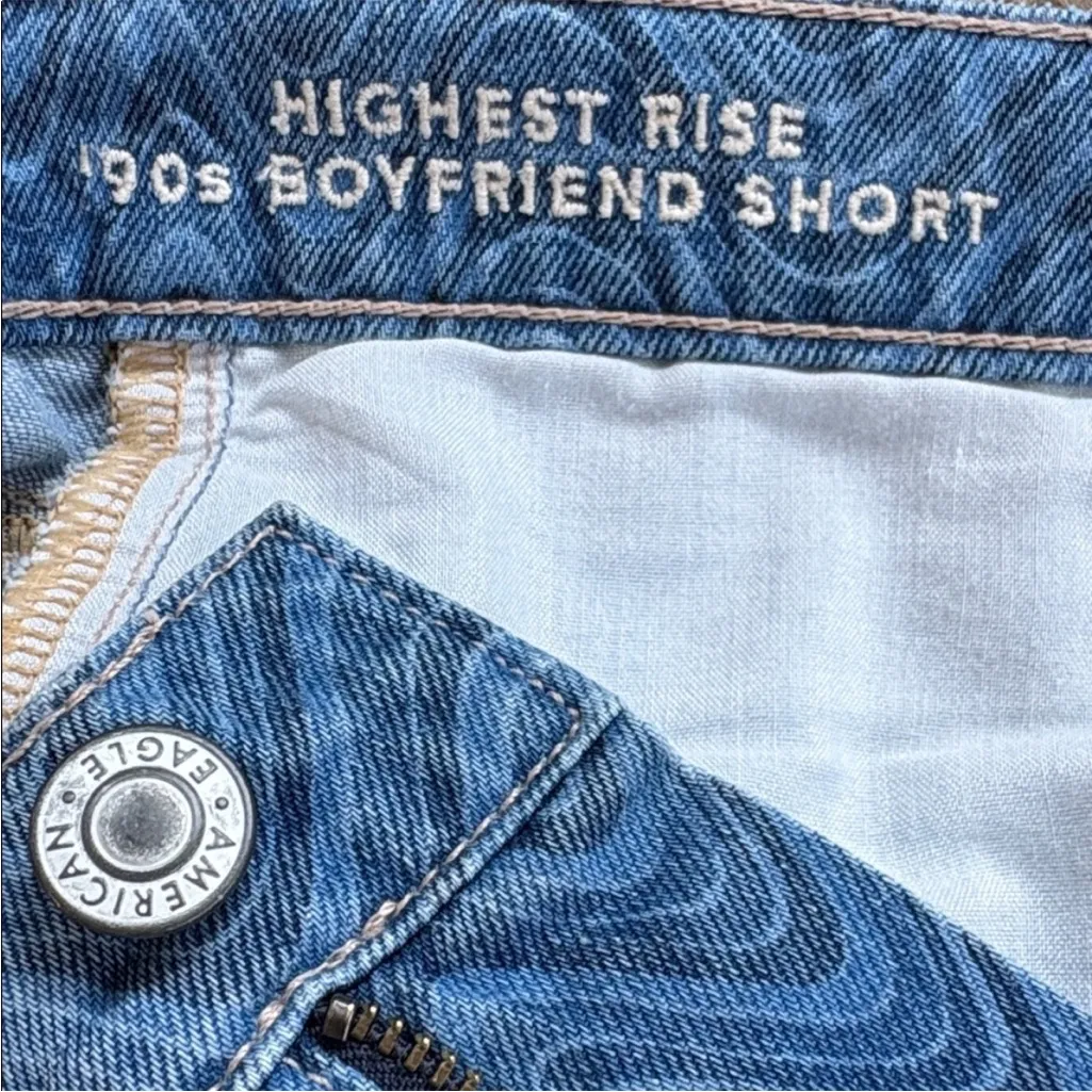 NWOT American Eagle Highest Rise 90s
Boyfriend Shorts Wave Pattern Blue Size 6 - Image 8