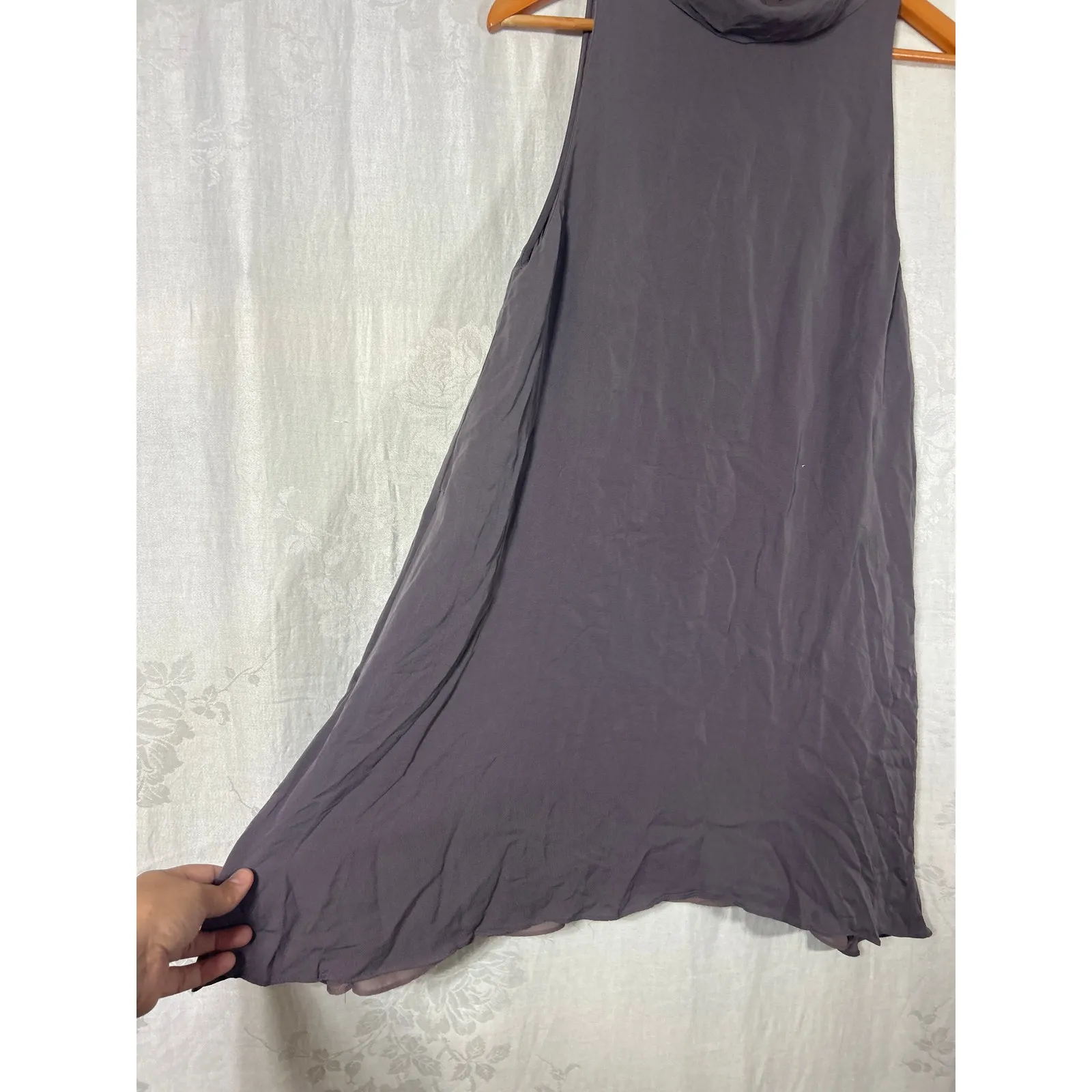 Wilfred 100% Silk Dress Small Plum Tank A Line Knee Length Lined Aritzia Pockets - Image 2