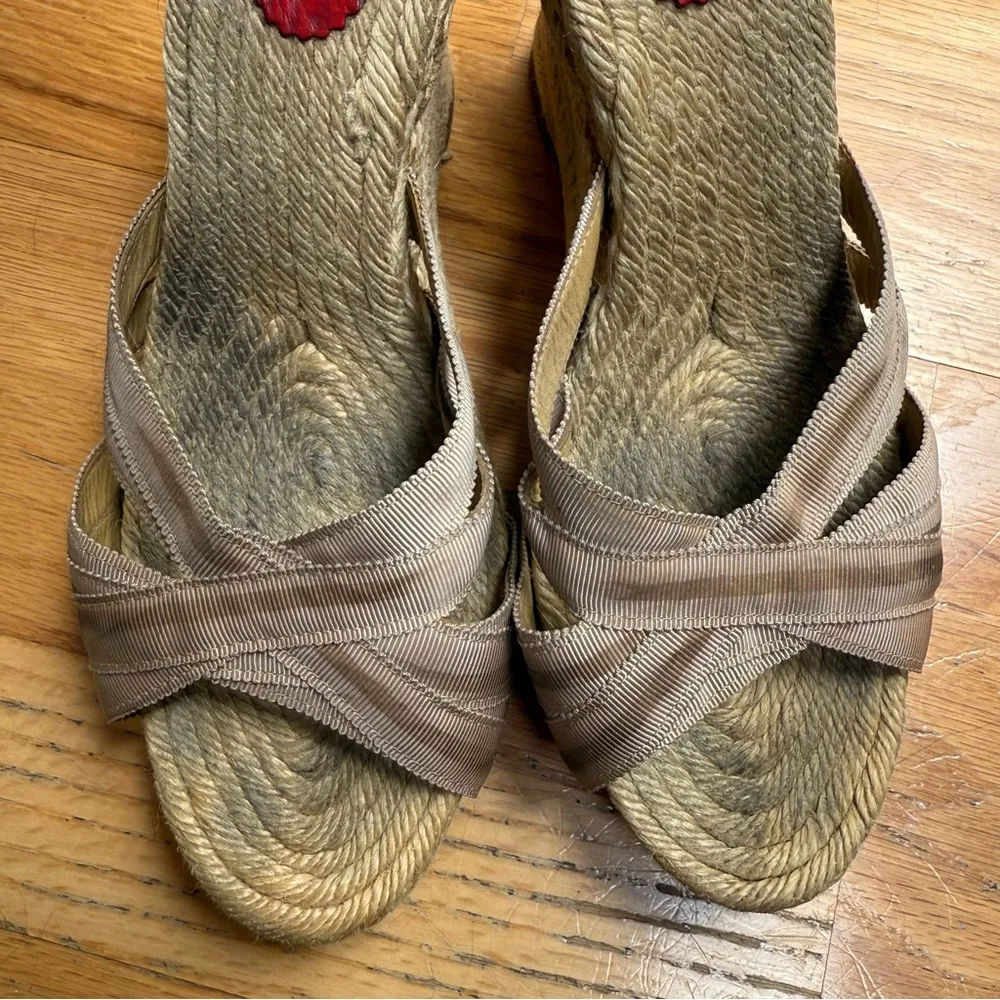 CHRISTIAN LOUBOUTIN Wedge Strappy Summer Sandals Tan size 40 - Image 3