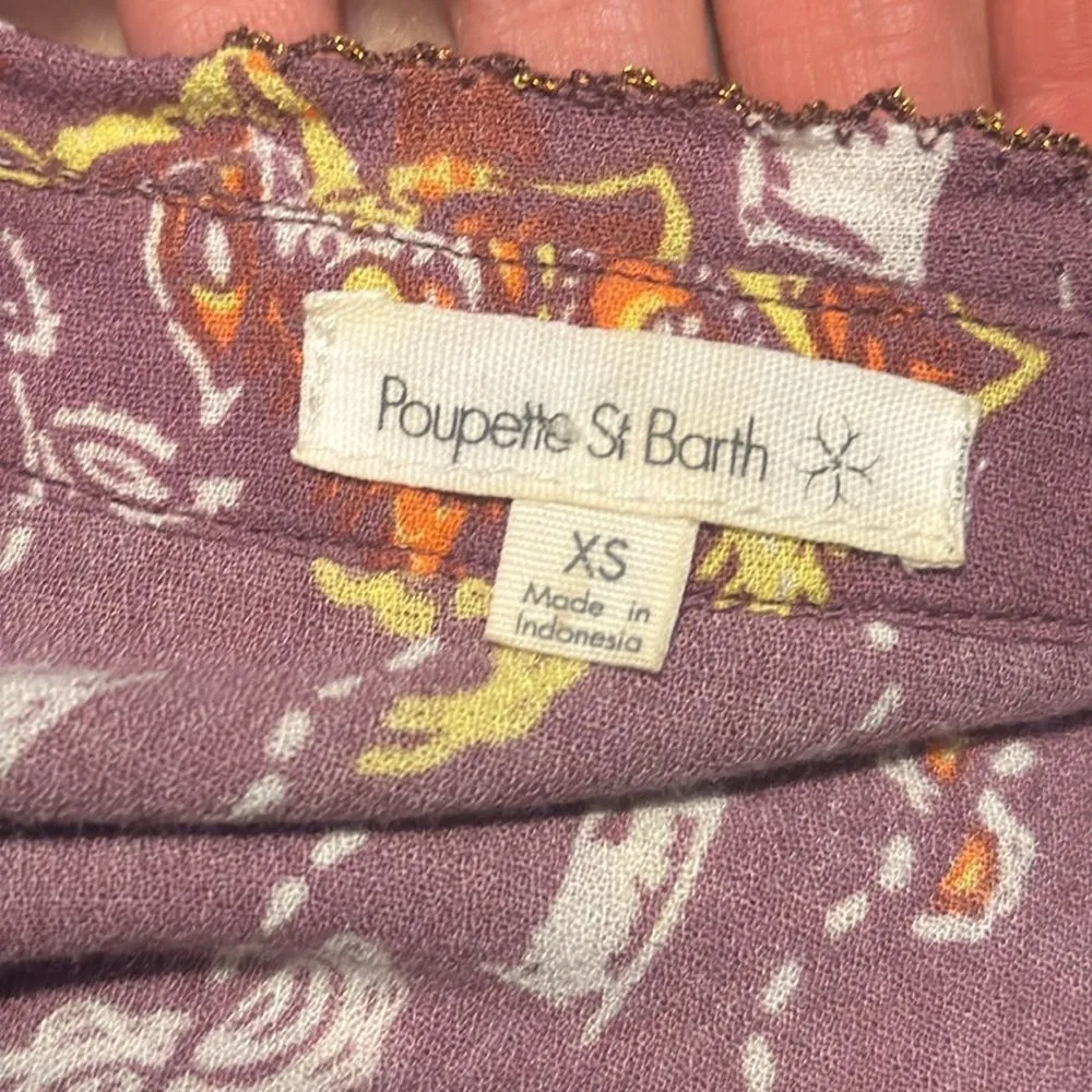 Poupette St Barth Light Purple Floral Button Down Maxi Dress XS - Image 4