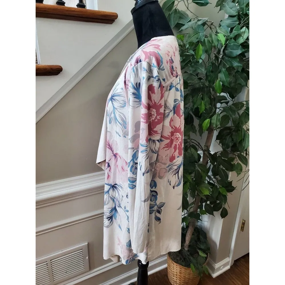 Cloth & Portrait Women's Floral Polyester Long Sleeve Open Front Cardigan Size L Size L - Image 3