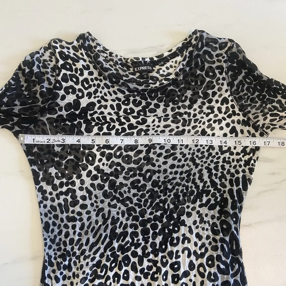 Express Womens Sheer Medium Cheetah Print Long Sleeve Y2K Top Mobwife Old‎ Money - Image 7