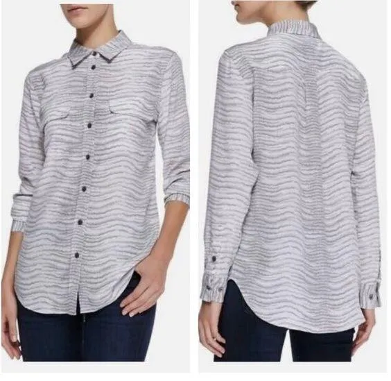 Equipment Femme Slim Signature Button Up Blouse 100% Silk Womens Size Small - Image 2