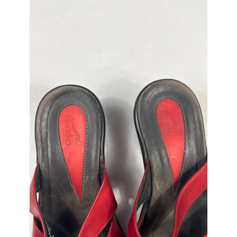 Dansko Red Womens Leather Strappy Wedge Sandals Size 38 SKU 7206 - Image 5