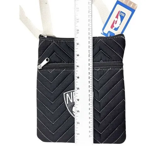 NBA‎ Brooklyn Nets Basketball Black Chevron Quilted Crossbody Bag Purse NEW - Image 4