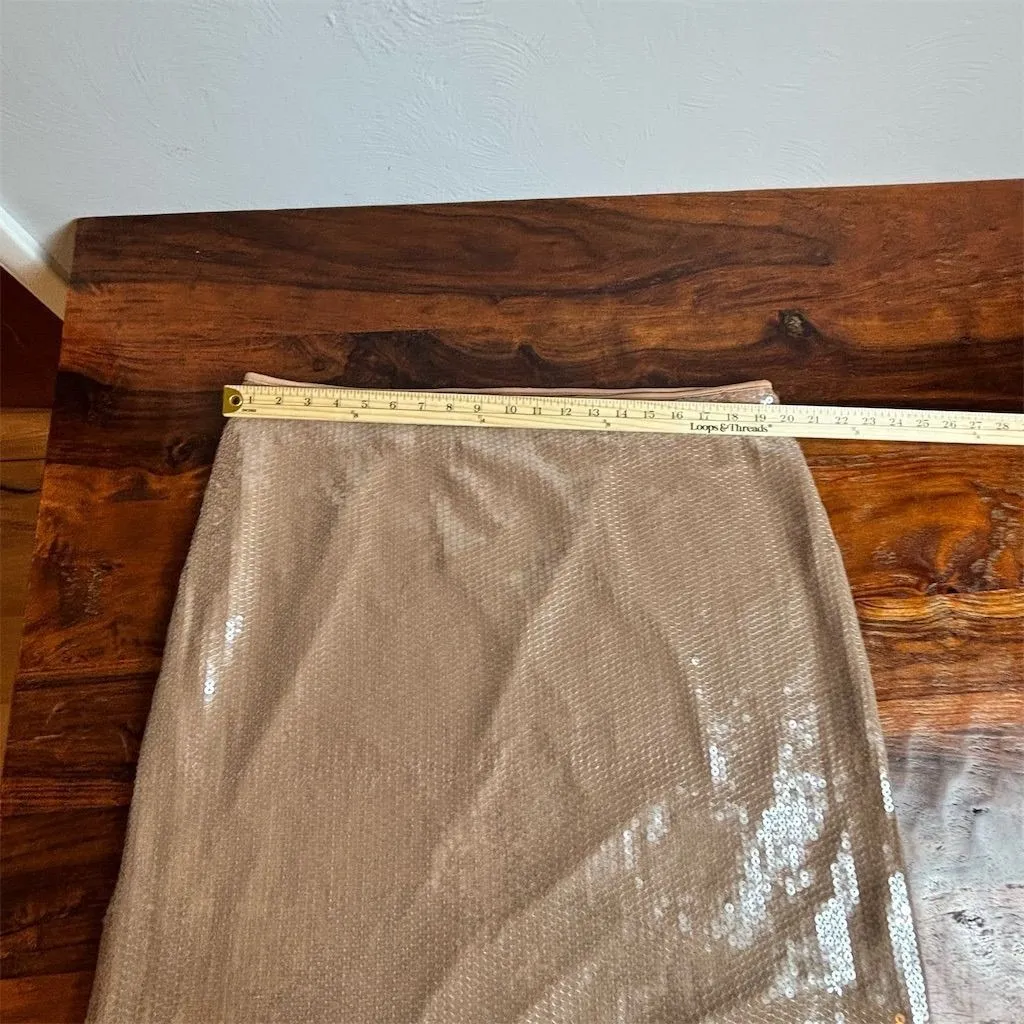 Abercrombie & Fitch Women's XL Beige Sequin Knee Length Pencil Skirt Holidays - Image 7