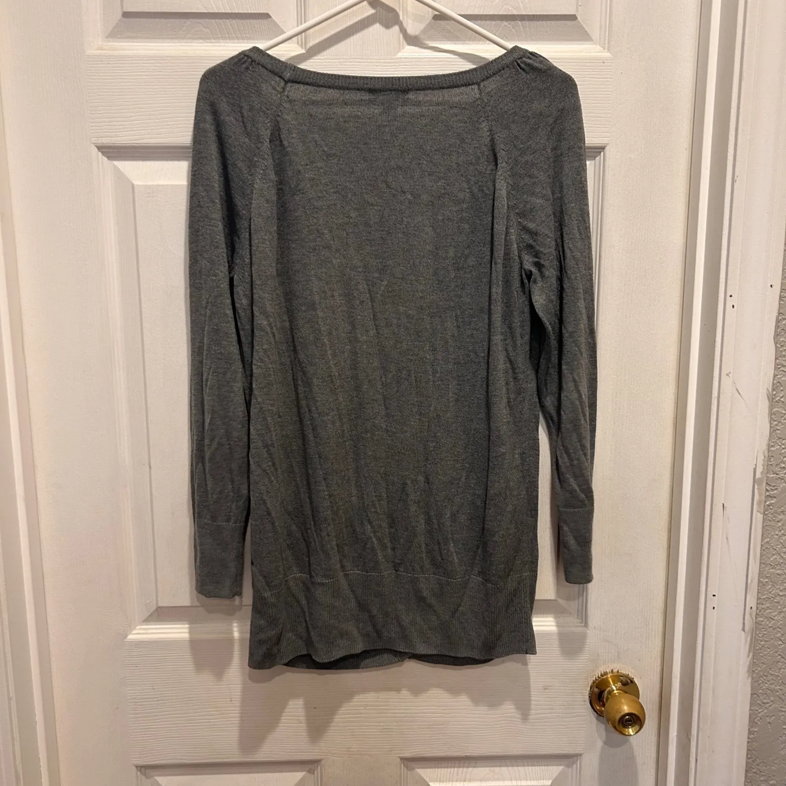 H&M Gray Long Sleeve Button Down Cardigan‎ Sweater Women's Large Puff Sleeves - Image 5