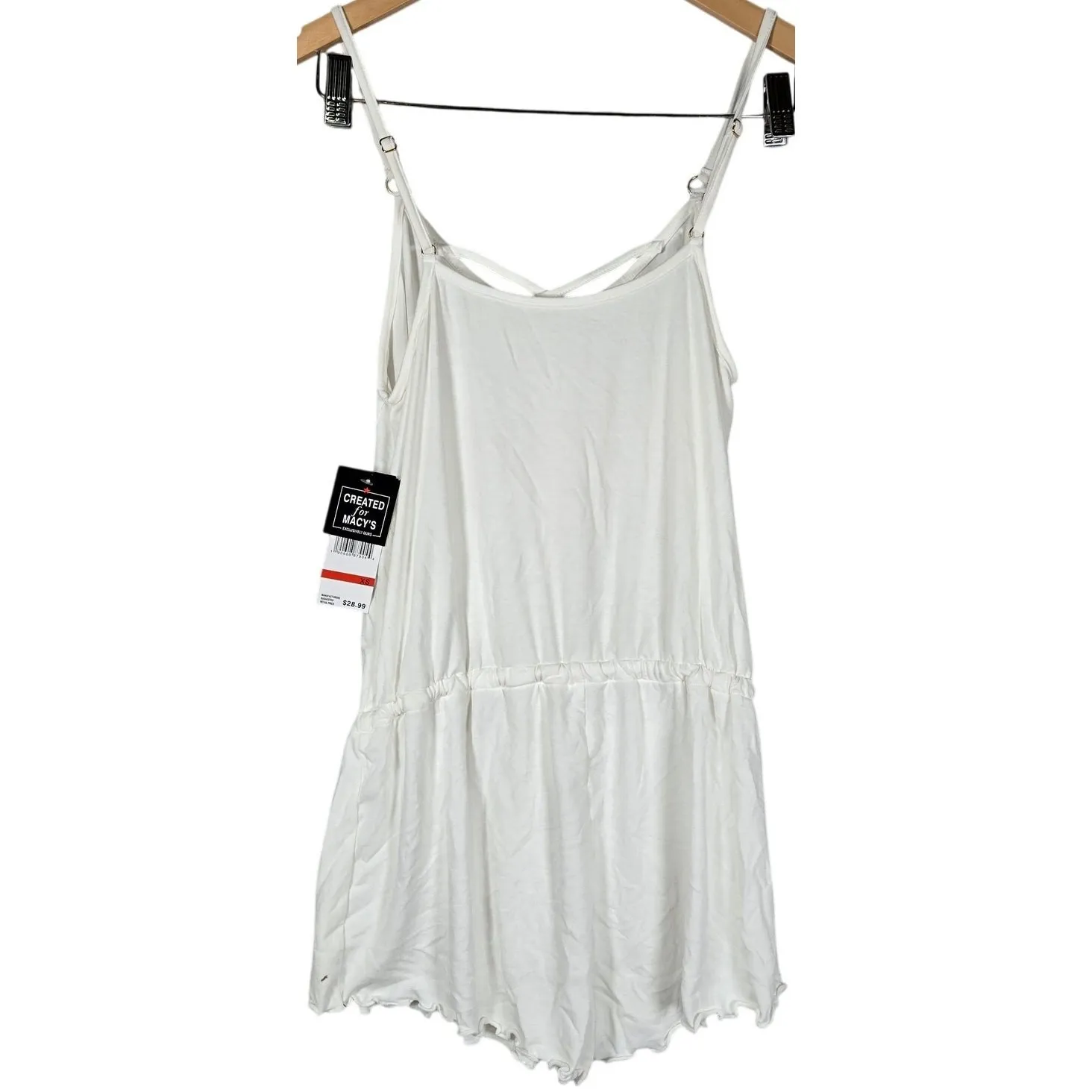 California Waves Romper Swimsuit Cover Up Drawstring‎ Waist Arctic White XS NWT - Image 2
