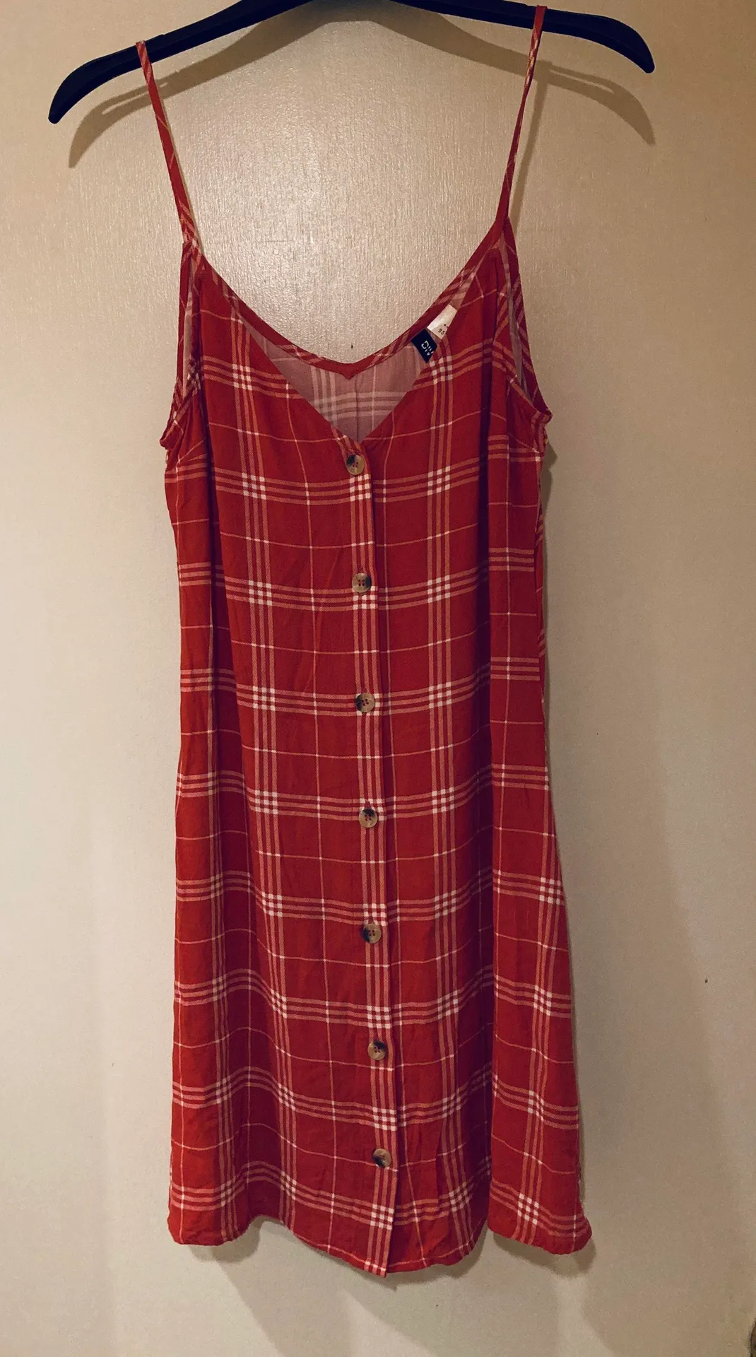 NWOT H&M Dividend Red Plaid Dress - Image 3