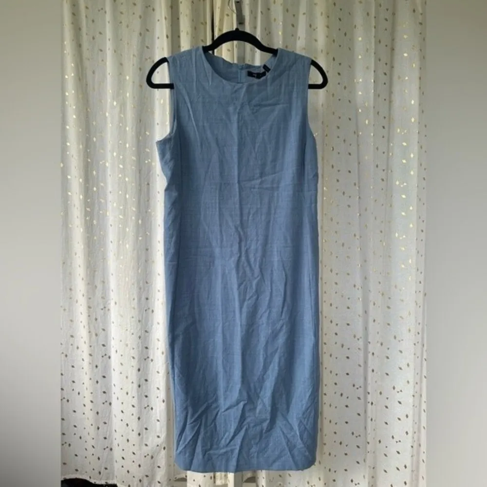 Theory Wool Blend Fully Lined Essential Contemporary Chambray Shift Dress 10 - Image 2