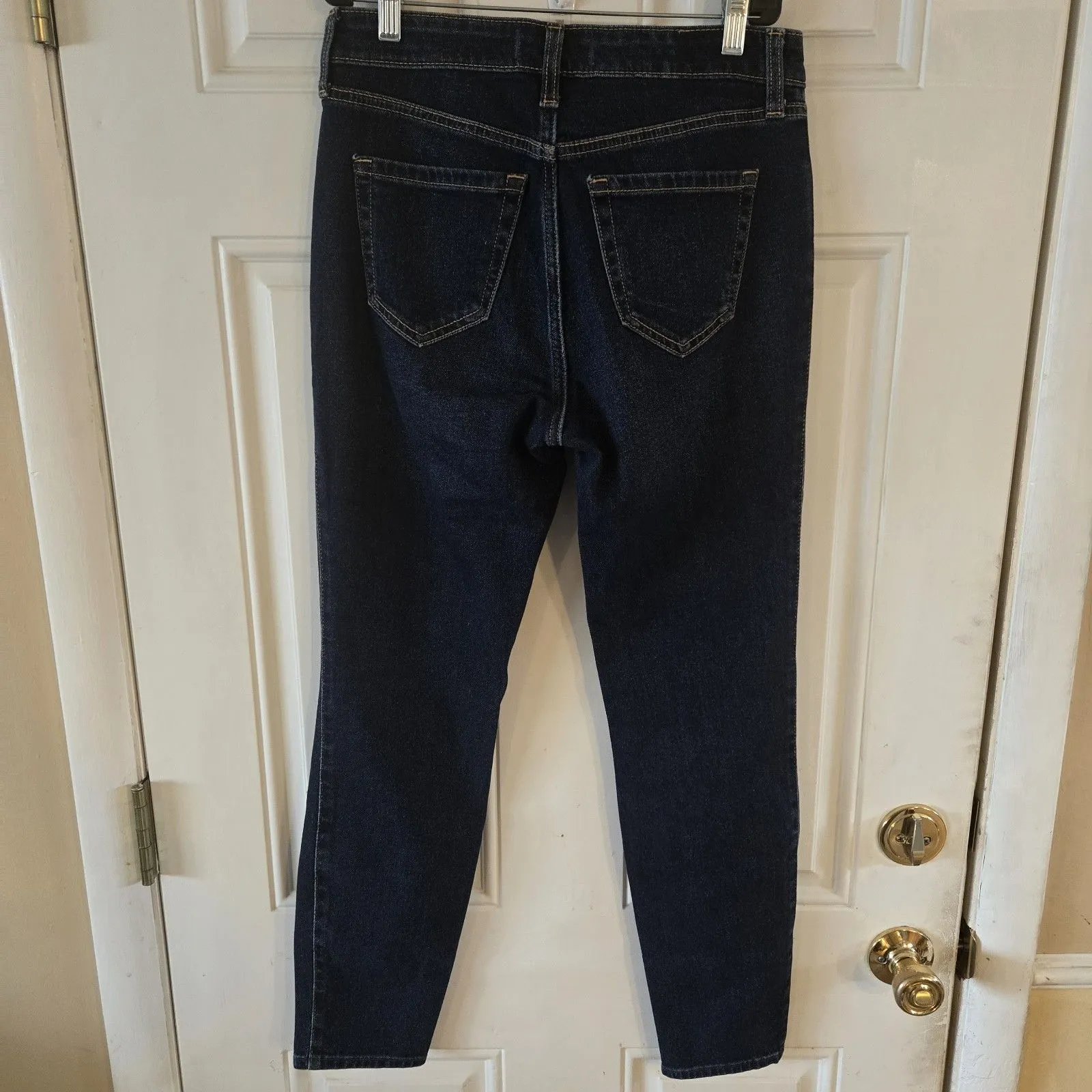 Abercrombie & Fitch High Rise Skinny Jeans Womens 27 4R Dark Wash Distressed Y2K - Image 2
