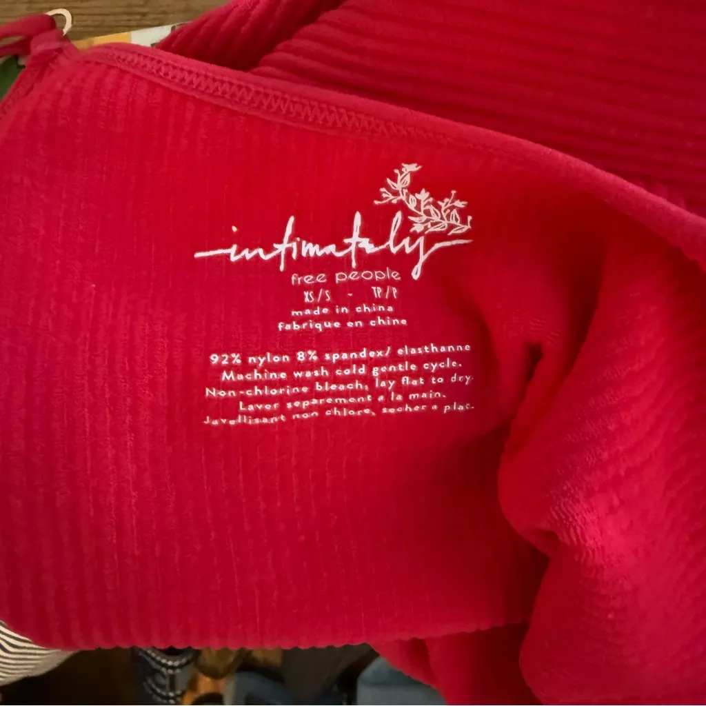 Free People Intimately Red Ribbed Mesh Tank Top - Image 7