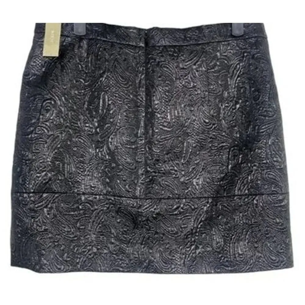 NWT J Crew Matelassé Origami Textured Metallic Lined Mini Skirt Zip Up 4 Grey - Image 14