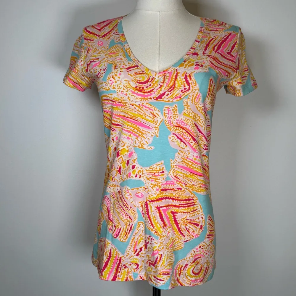 Lilly Pulitzer ‘Michele’ V-Neck Short Sleeve Cotton T-Shirt Women’s Size XS - Image 6