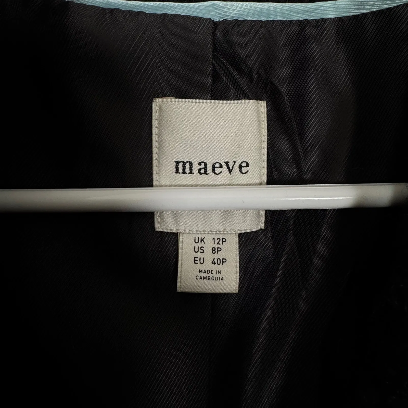 Maeve Black Dble Breasted Tweed Coat Maxi Womens 8P Classic Staple Dark Academia - Image 10