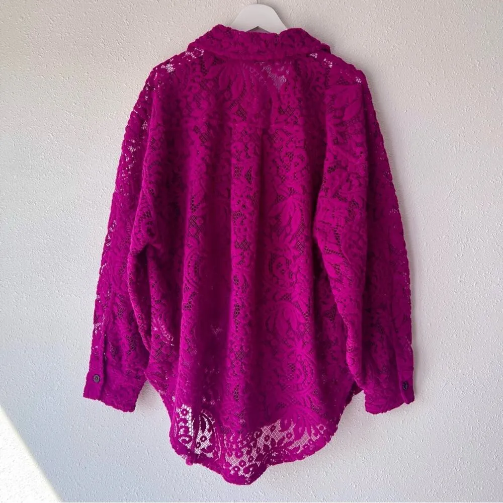 Free People Ruby Lace Jacket Small fuchsia pink - Image 4