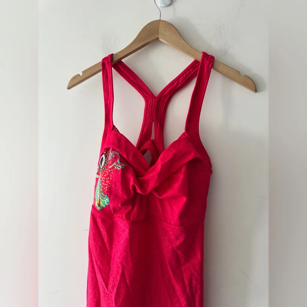 Athleta Salina Montego Swim Dress Hot Pink Paisley Racerback - Image 5