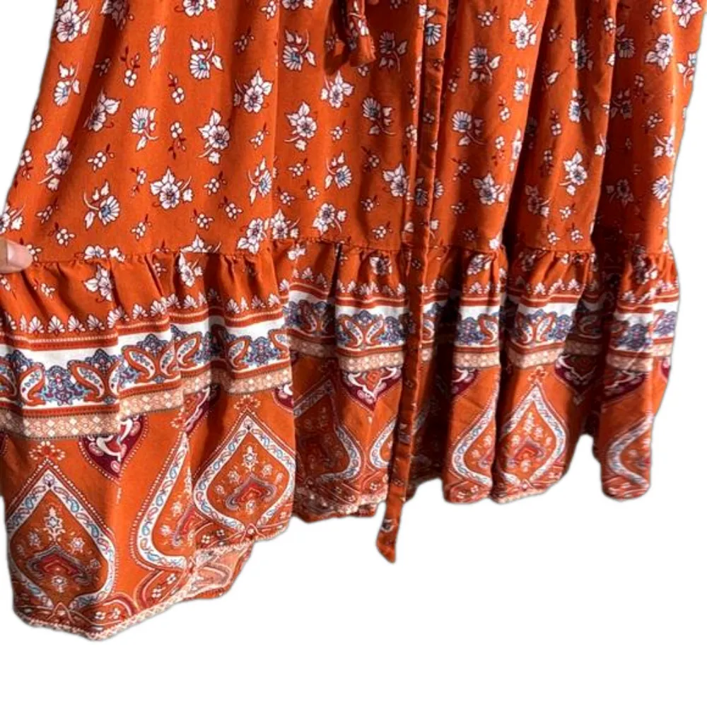 Zesica Floral Wrap Mini Dress Orange Size XL - Image 5