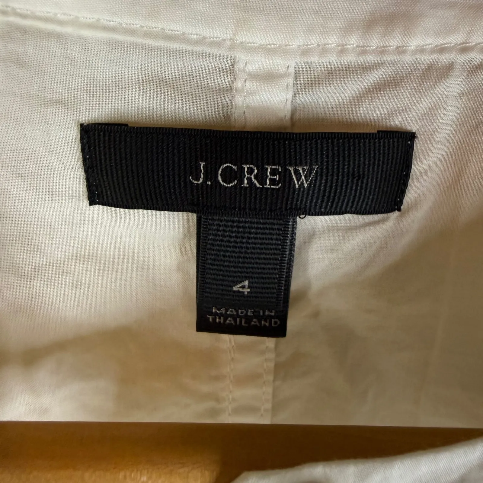 J. Crew White Cotton Mandarin Collar Button Front Shirt Top Size 4 Classic Basic - Image 2
