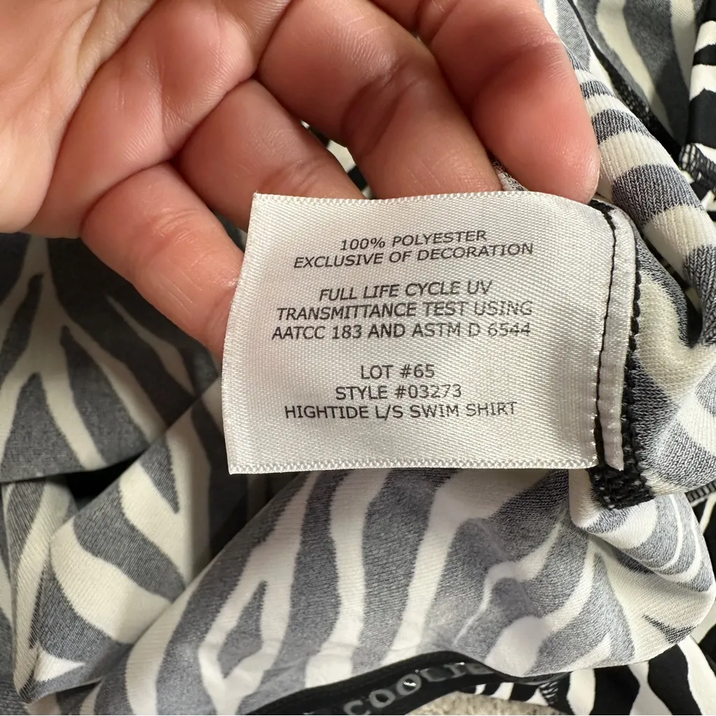 Coolibar Women’s Sun Protection UPF 50+ Zebra Print Shirt Longsleeve Size S Black - Image 10