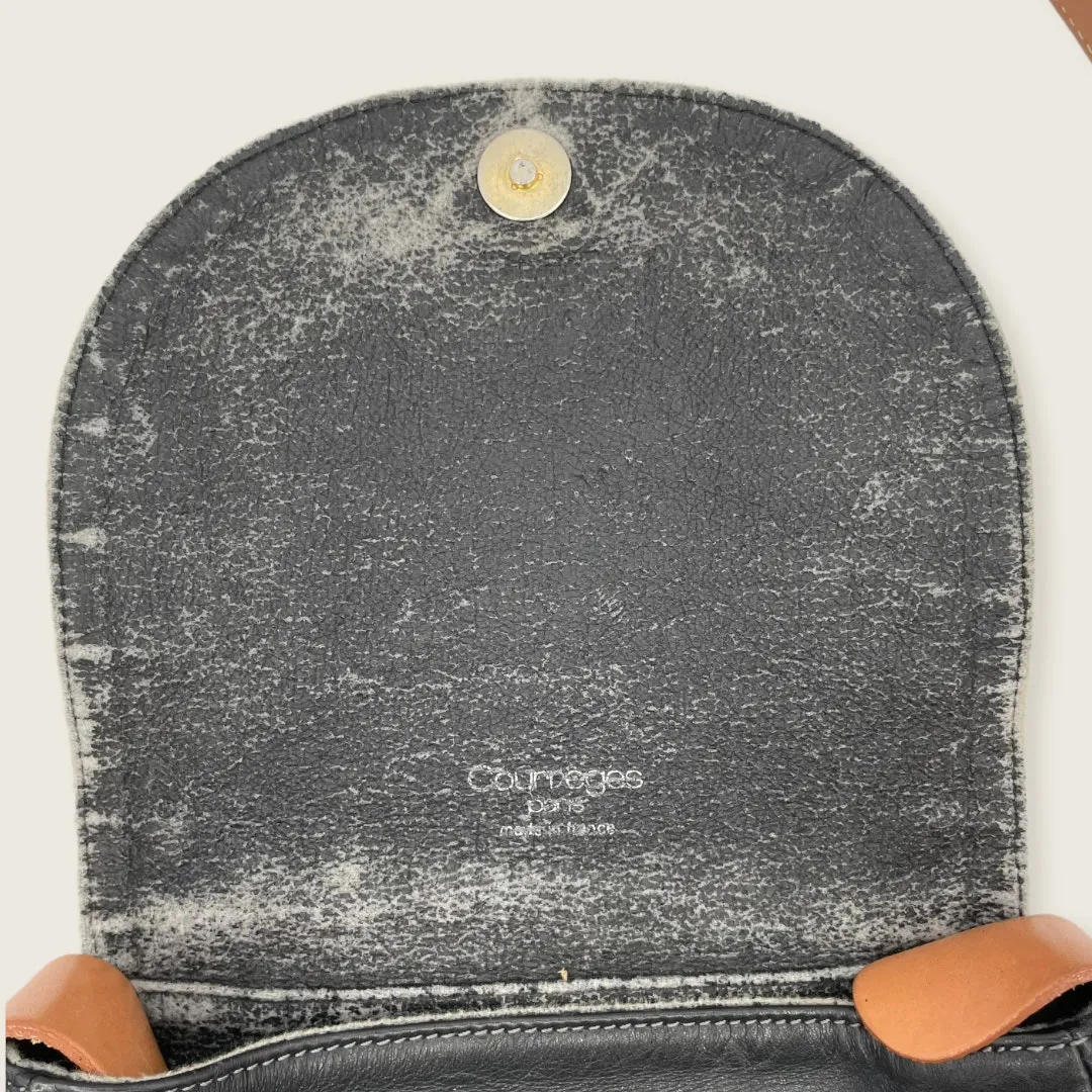 Courreges Duotone Brown Black Small Snap Flap Adjustable Crossbody Bag - Image 4