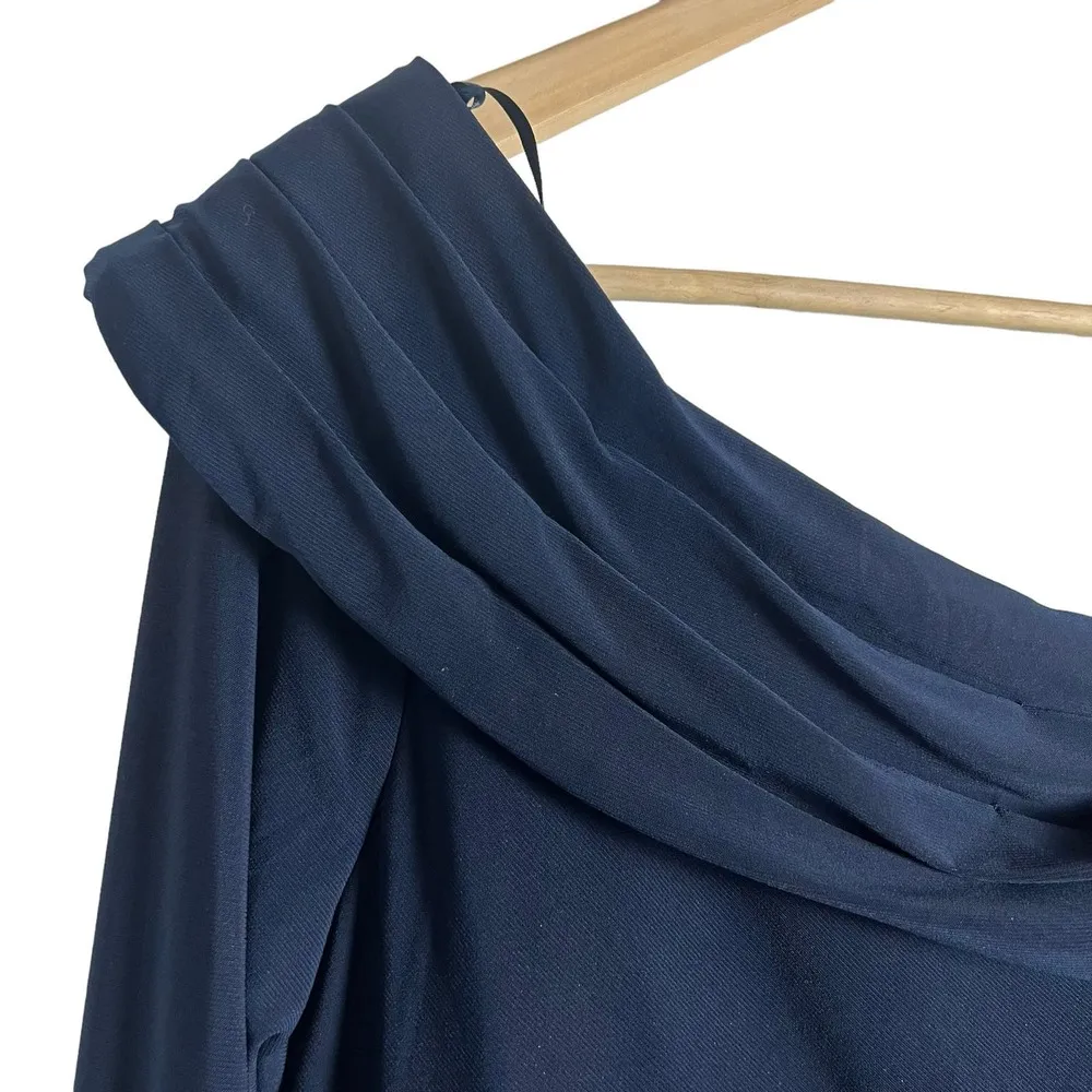 Mac Duggal 12231 Midnight One-Shoulder Jersey Ruched Side Slit Gown 12 - Image 8