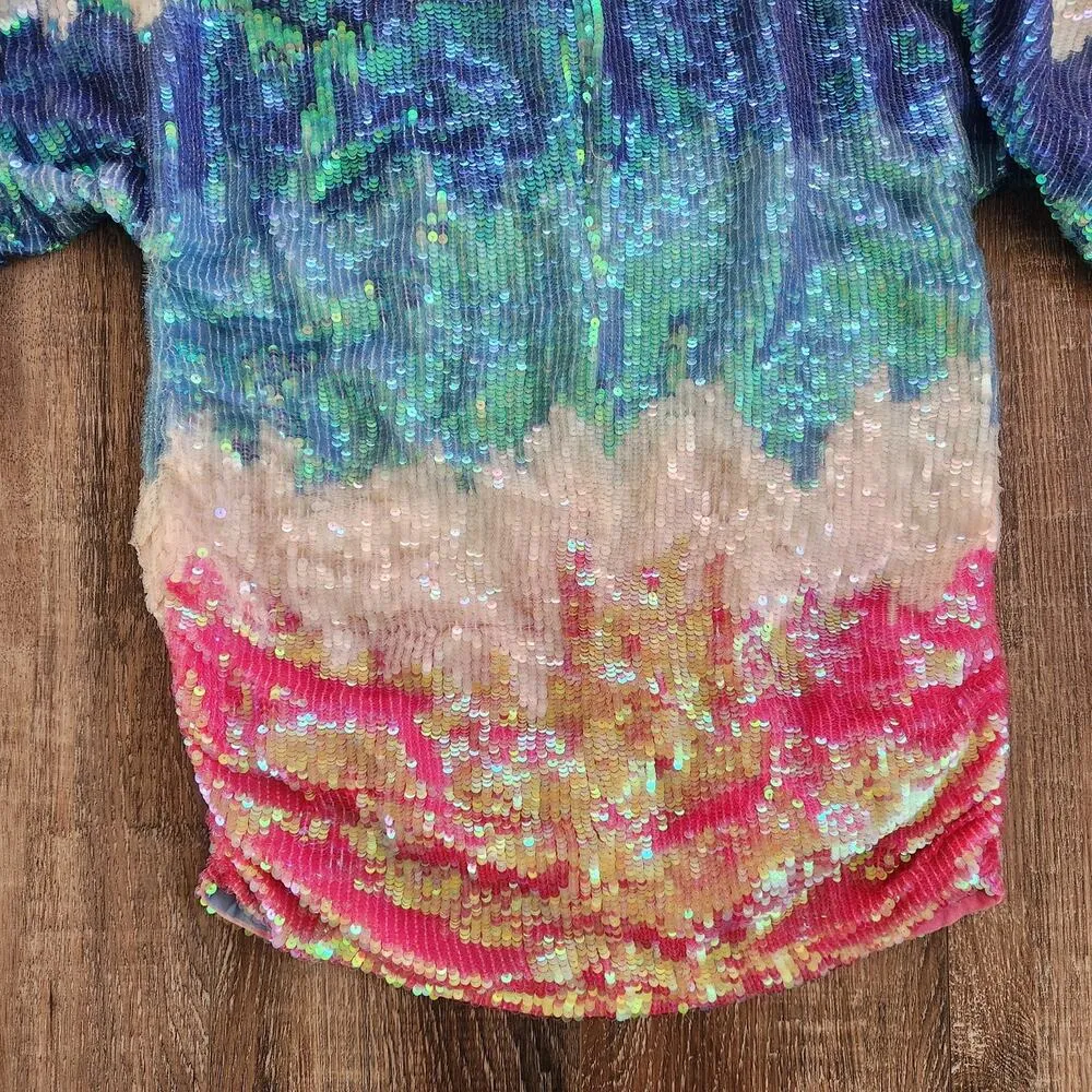 Retrofete Yasmin Sequin Dress in Unicorn Dip Dye Off the Shoulder Size S/M? - Image 8