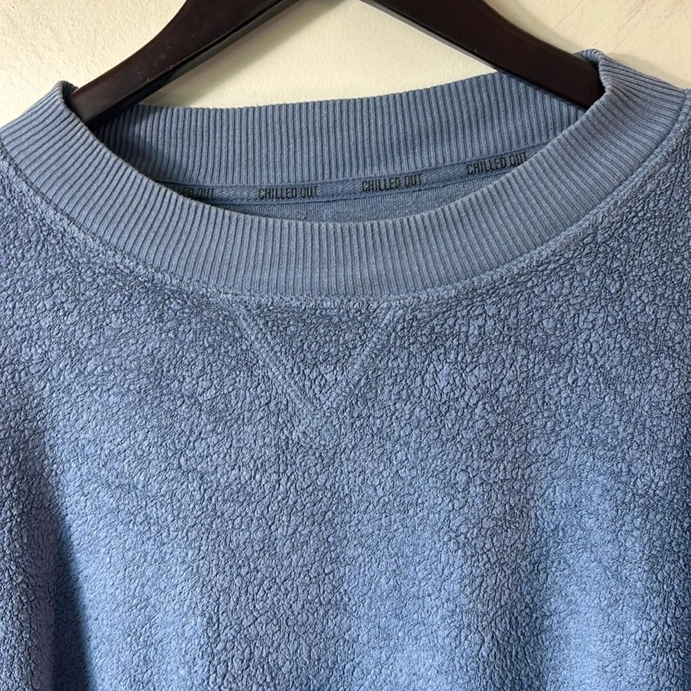 Aerie Cozy Good Vibes Oversized Crewneck Sweatshirt w/split sides, Blue size XS - Image 5