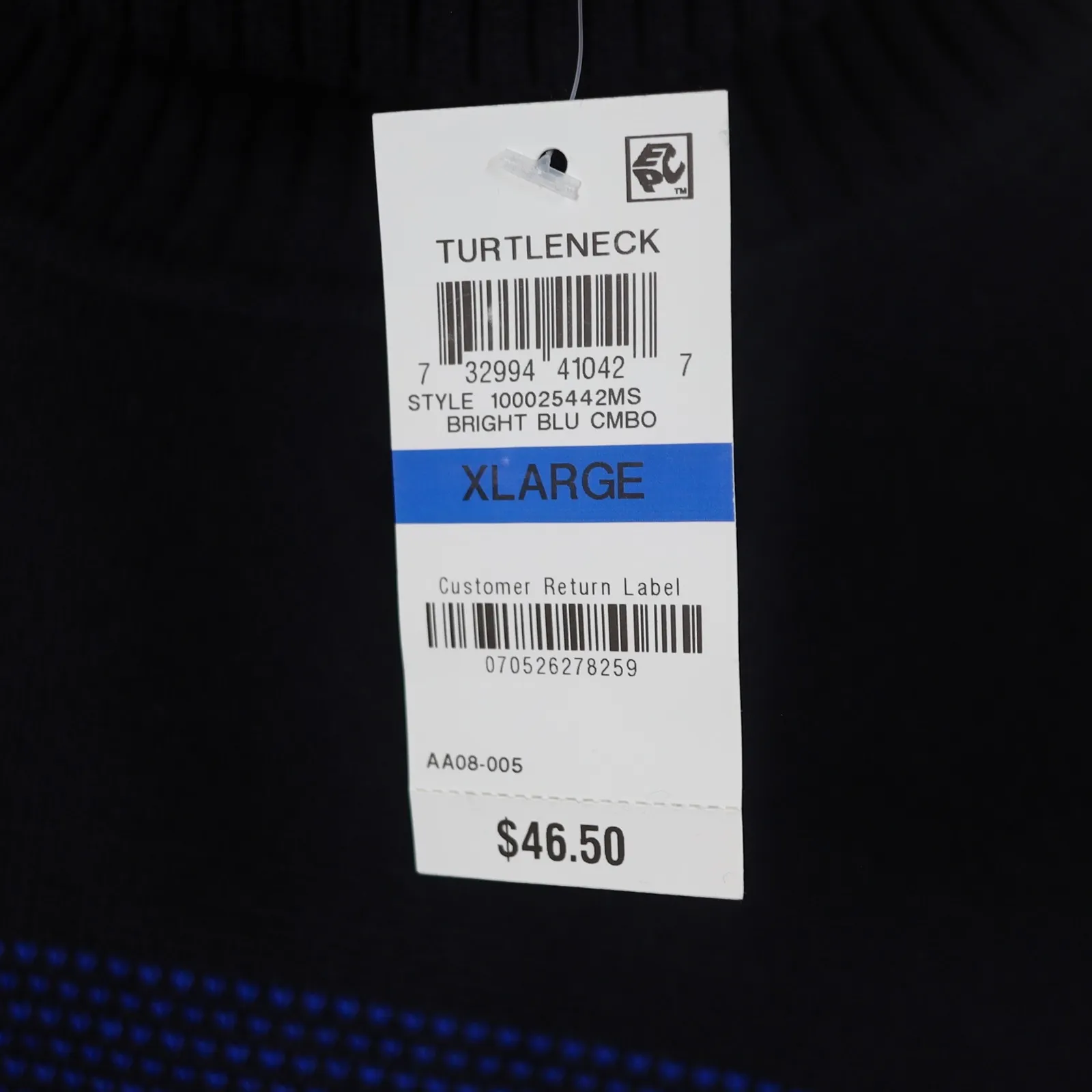 Karen Scott Womens XL Black Blue Colorblock Birdseye Turtleneck Sweater NWTAE39 - Image 9