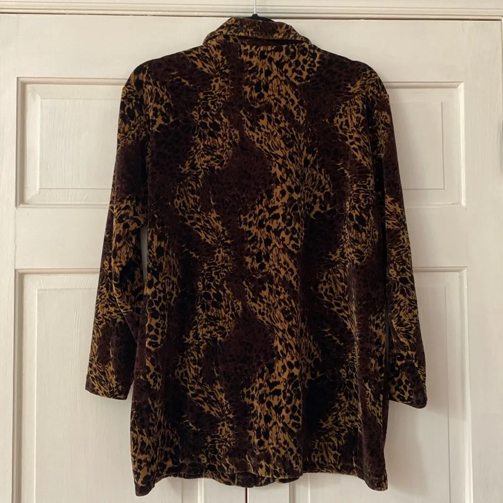 Vintage Jason Maxwell Velour Velvet Animal Print Tunic Top Blouse Shacket Jacket - Image 8