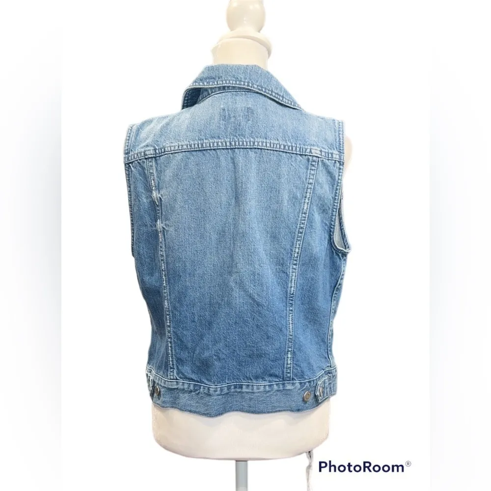 J. Crew Denim Sleeveless Jean Button Front Vest Size‎ Small - Image 3