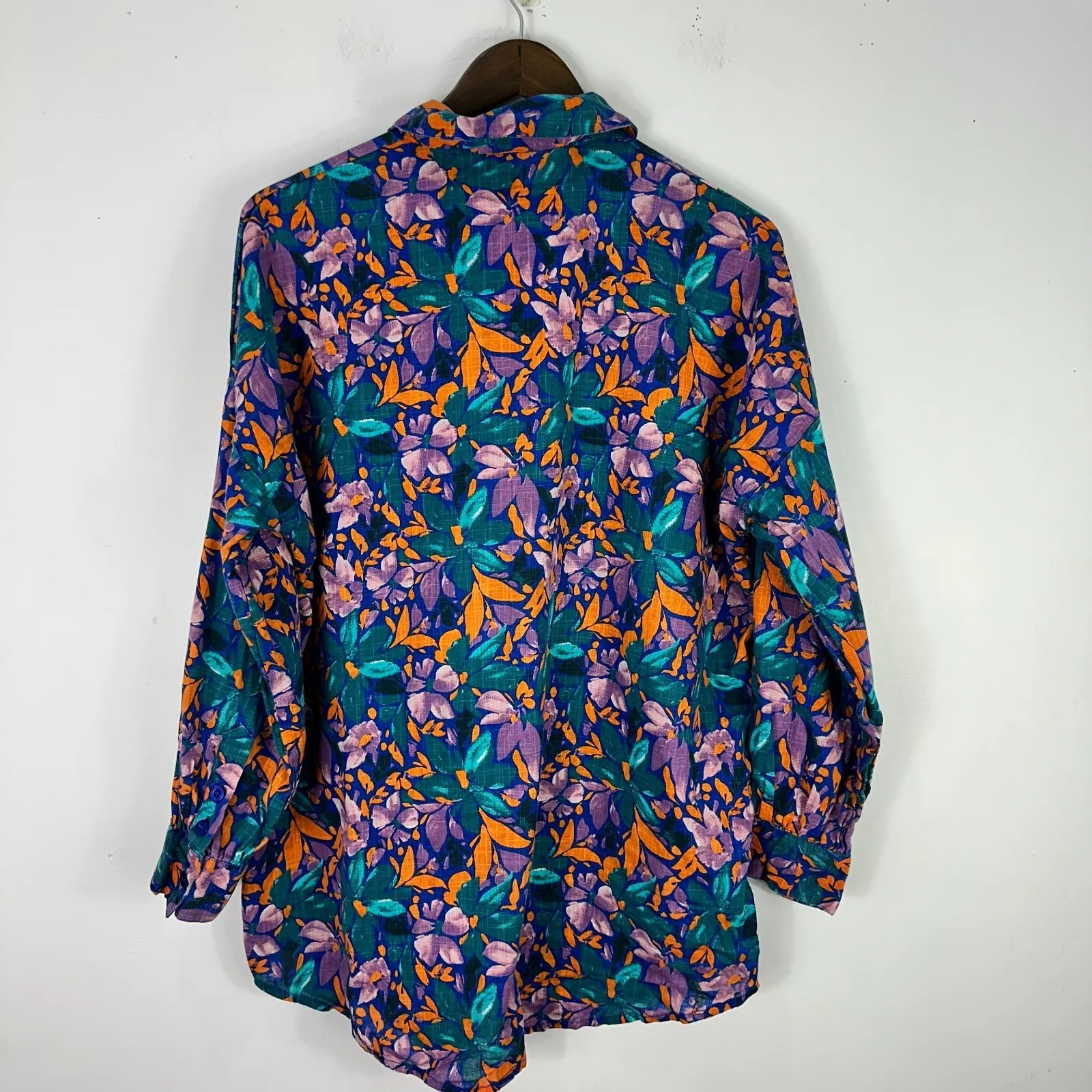 ASOS Design Shirt Women 2 Multicolor Floral Button Down Indie Artsy Retro Resort - Image 7