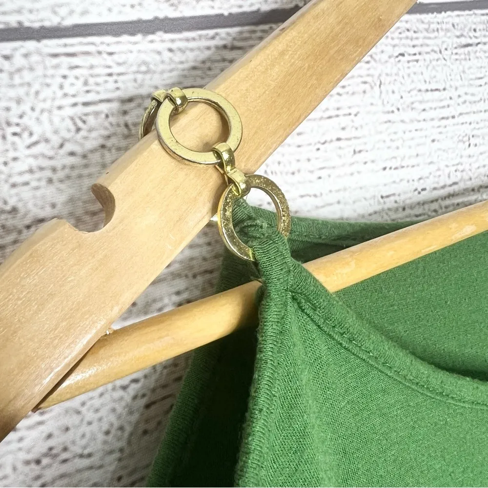 Vintage Y2K Green Butterfly Print Gold Chain Cold Shoulder Top Size Small - Image 3