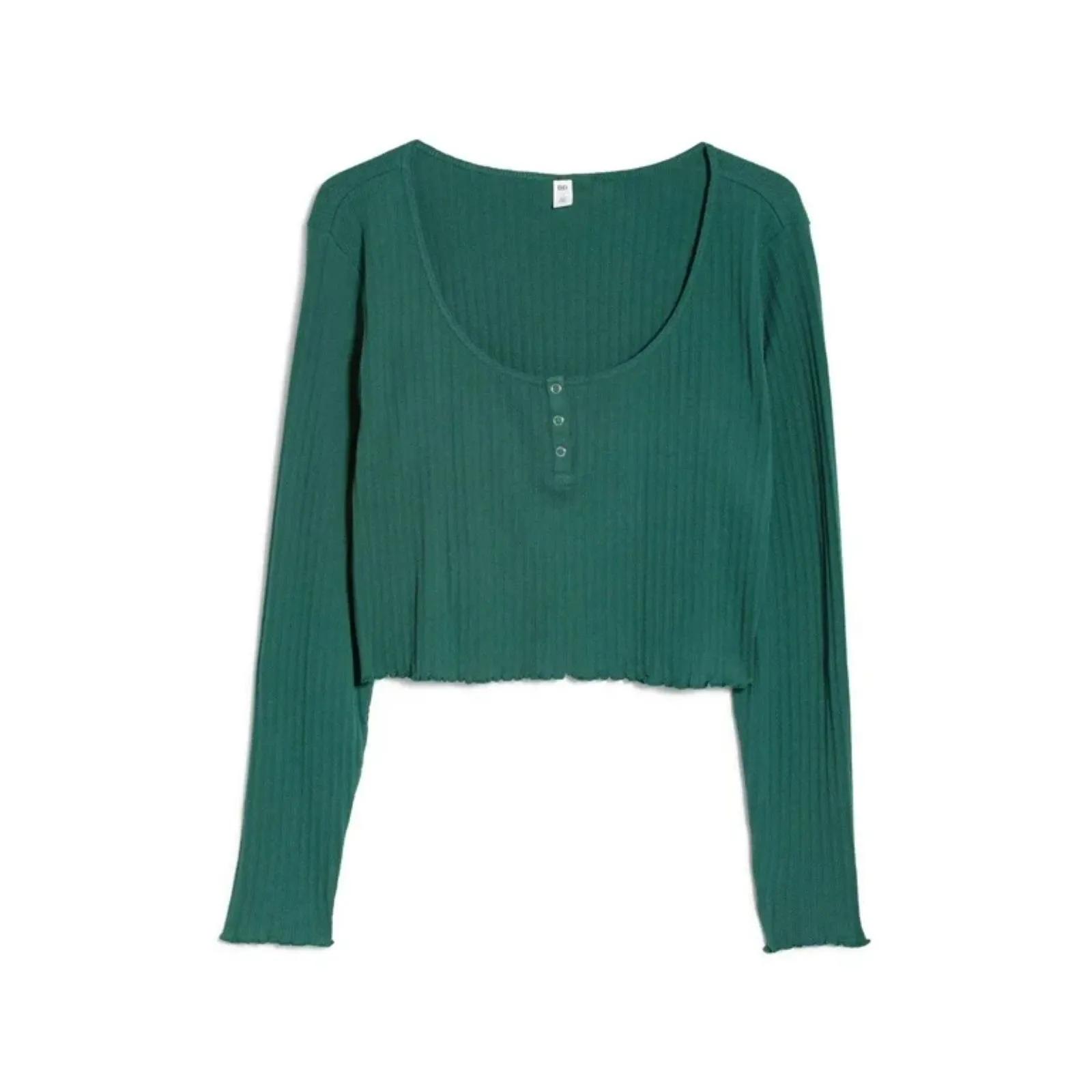 BP | Green Henley Crop Top | Small - Image 2